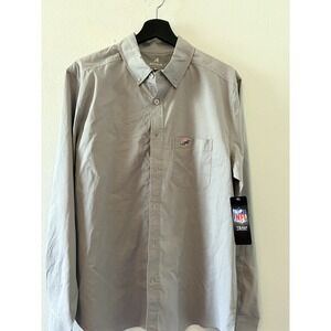 NWT Antigua Miami Dolphins Men's Long Sleeve Button Down Shirt Size M Grey